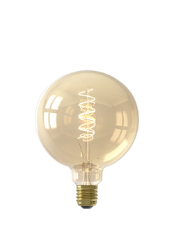 Calex 3.8W LED Curly Filament Dimmable E27 Globe G125 Bulb, Gold, Gold