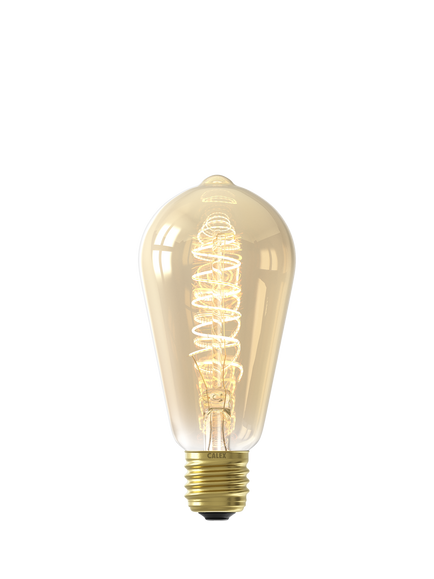 Calex 3.8W LED Curly Filament Dimmable E27 Rustic Bulb, Gold, Gold