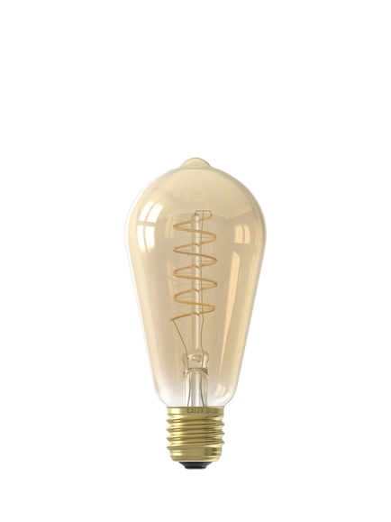 Calex 3.8W LED Curly Filament Dimmable E27 Rustic Bulb, Gold - view 2, Gold