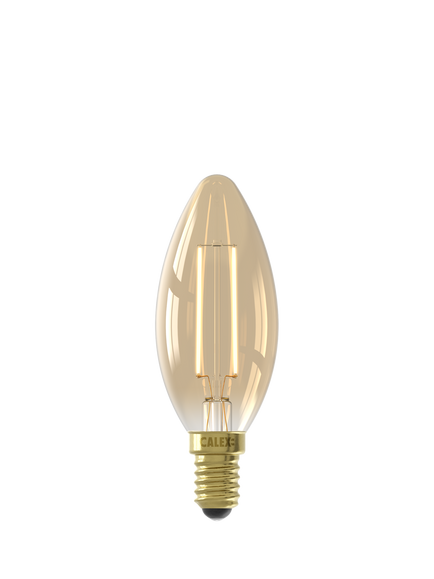 Calex 3.5W Decorative Filament LED Dimmable E14 Candle Bulb, Gold, Gold
