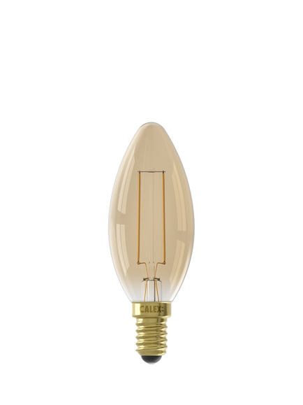 Calex 3.5W Decorative Filament LED Dimmable E14 Candle Bulb, Gold - view 2, Gold