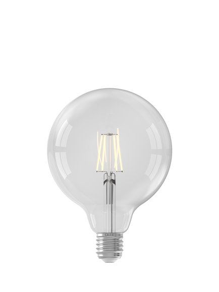 Calex G125 Globe 5W LED Dimmable E27 Light Bulb, Clear, Clear