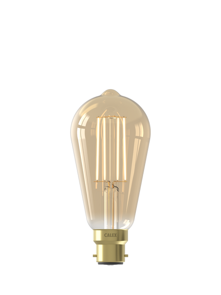 Calex 3.5W Decorative Filament LED Dimmable B22 Rustic Bulb, Gold, Gold