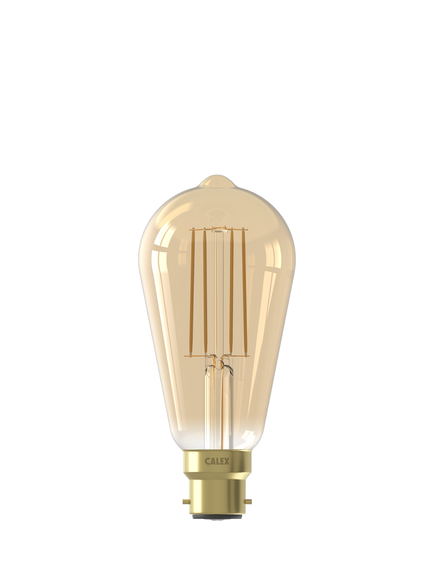 Calex 3.5W Decorative Filament LED Dimmable B22 Rustic Bulb, Gold - view 2, Gold