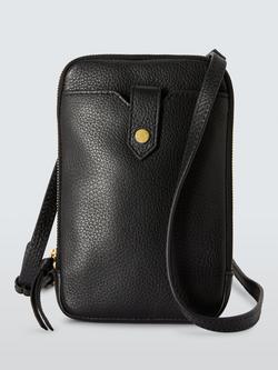 John Lewis Leather Crossbody Phone Bag, Black