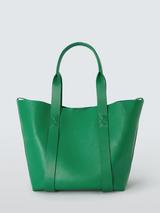 John Lewis Luxe Leather Twin Handle Tote Bag, Green