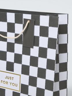 John Lewis Checkerboard Gift Bag, Black White - view 2, Black White