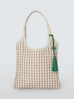 John Lewis Woven Leather Shoulder Bag, White