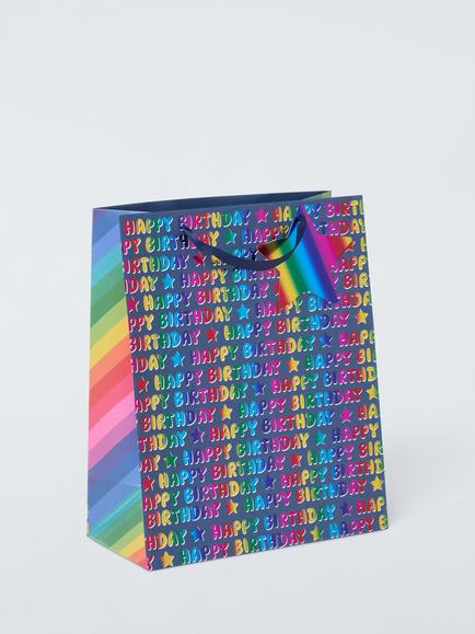 John Lewis Foil Birthday Gift Bag, Multi, Multi