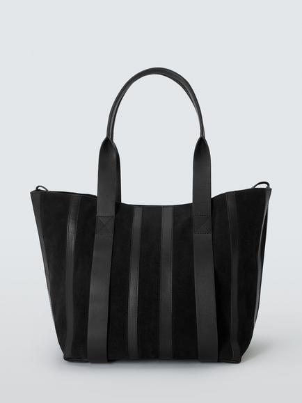 John Lewis Luxe Stripe Tote Bag, Black, Black