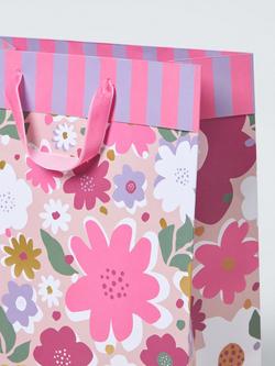 John Lewis Foil Blooms Gift Bag, Pink - view 2, Pink