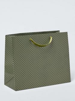 John Lewis Foil Diamond Gift Bag, Green, Green