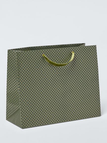 John Lewis Foil Diamond Gift Bag, Green, Green