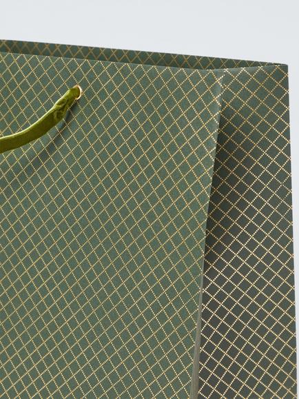John Lewis Foil Diamond Gift Bag, Green - view 2, Green