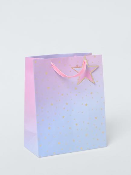 John Lewis Ombre Foil Stars Gift Bag, Multi, Multi