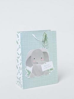 John Lewis Gingham New Baby Gift Bag, Green, Green