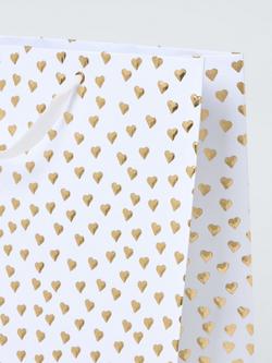 John Lewis Foil Hearts Gift Bag, White - view 2, White