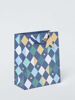 John Lewis Harlequin Stars Gift Bag, Blue, Blue