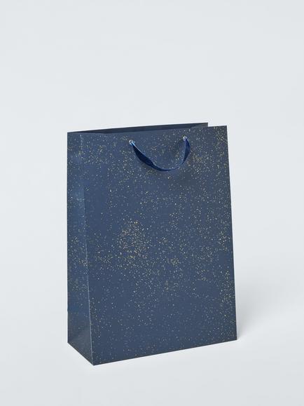 John Lewis Foil Fleck Gift Bag, Blue, Blue