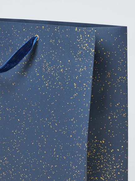 John Lewis Foil Fleck Gift Bag, Blue - view 2, Blue