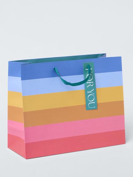 John Lewis Rainbow Stripe Gift Bag, Multi, Multi
