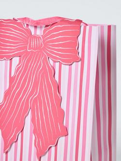 John Lewis Striped Bow Gift Bag, Pink - view 2, Pink