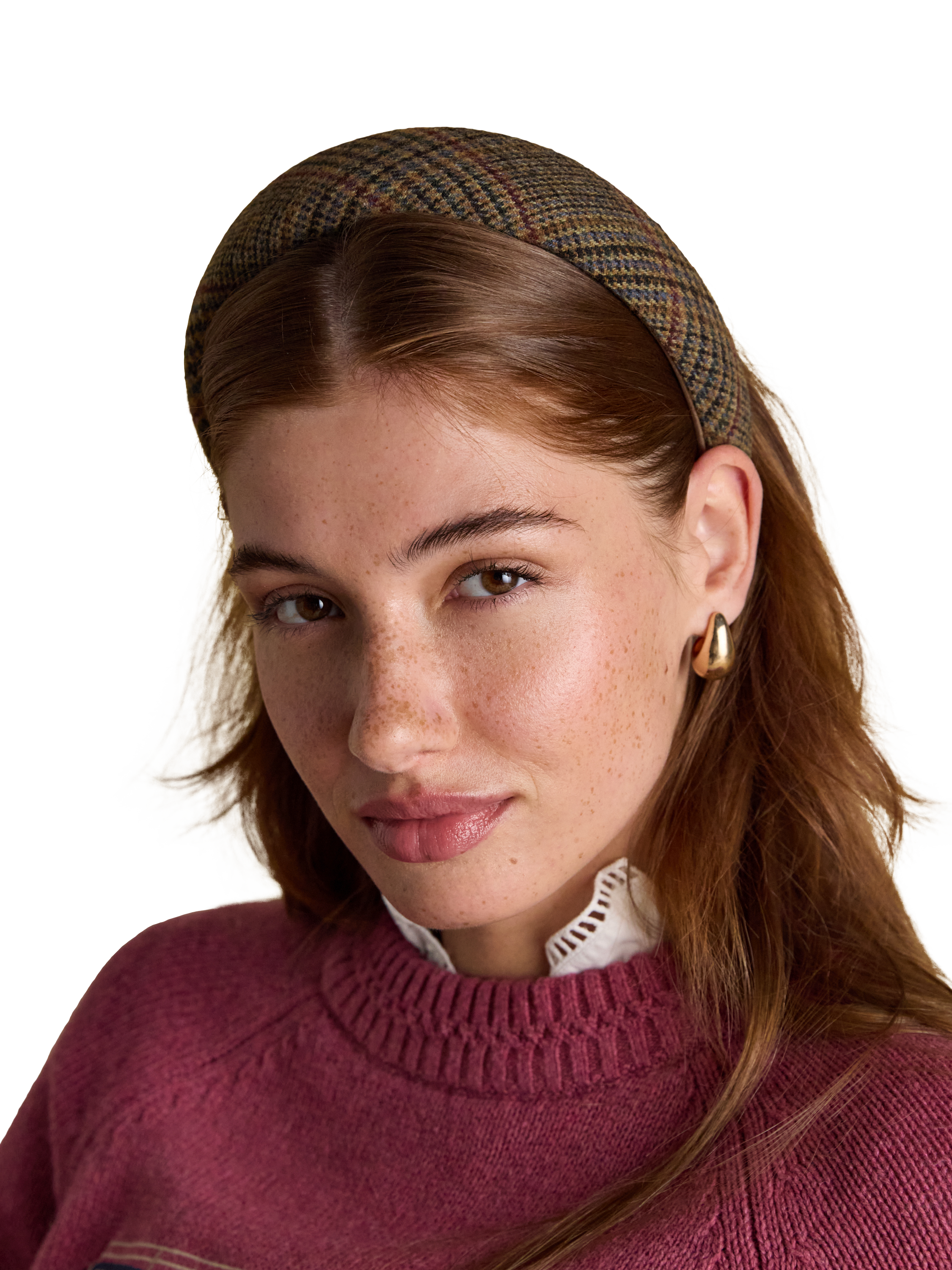 Joules Tweed Headband, Brown