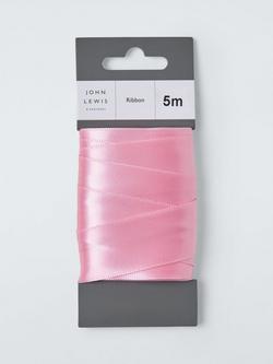 John Lewis Satin Gift Ribbon, 5m, Pink, Pink