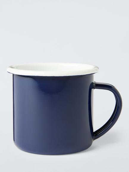 John Lewis Enamel Mug, 395ml, Loch Blue