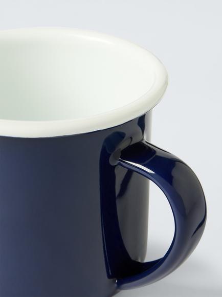 John Lewis Enamel Mug, 395ml - view 2, Loch Blue