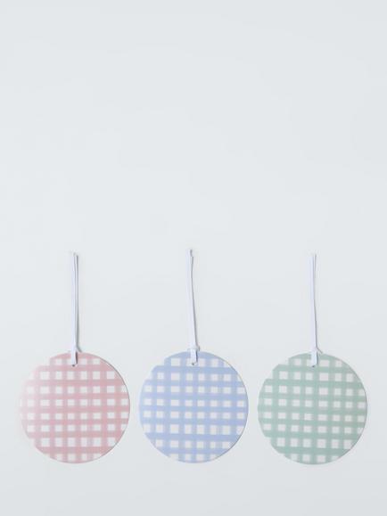John Lewis Gingham Round Gift Tags, Pack of 3, Multi - view 2, Multi