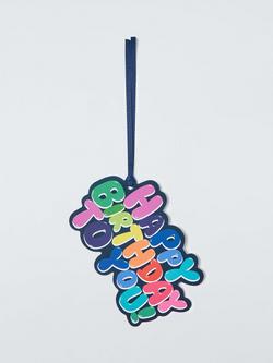 John Lewis Happy Birthday Text Gift Tags, Pack of 3, Multi, Multi
