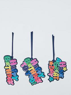 John Lewis Happy Birthday Text Gift Tags, Pack of 3, Multi - view 2, Multi