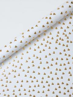 John Lewis Foil Hearts Wrapping Paper, 3m, Cream