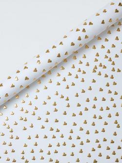 John Lewis Foil Hearts Wrapping Paper, 3m, Cream, Cream