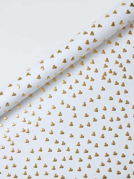John Lewis Foil Hearts Wrapping Paper, 3m, Cream, Cream
