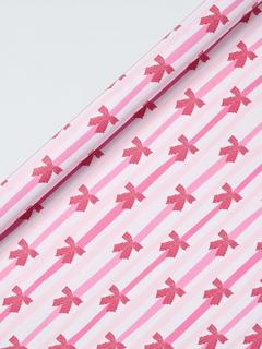 John Lewis Stripe Bows Wrapping Paper, 3m, Pink
