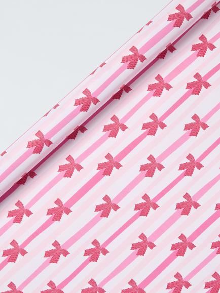 John Lewis Stripe Bows Wrapping Paper, 3m, Pink, Pink