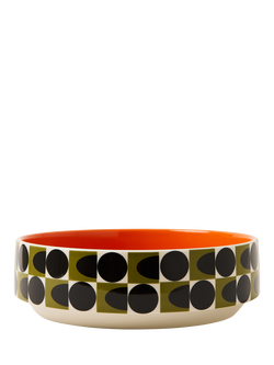 Orla Kiely Spot Square Oval Print Stoneware Fruit Bowl, 26cm, Orange/Multi, Multi