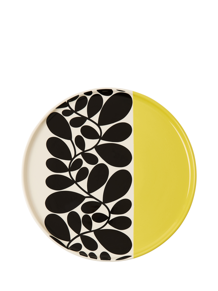 Orla Kiely Sycamore Stripe Stoneware Round Platter, 31cm, Yellow/Multi, Multi