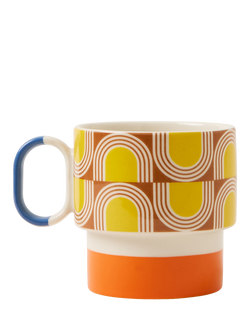 Orla Kiely Aura Stackable Stoneware Mug, 275ml, Orange, Multi