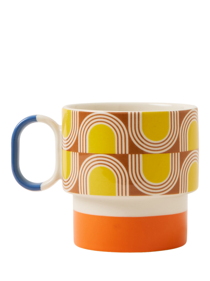 Orla Kiely Aura Stackable Stoneware Mug, 275ml, Orange, Multi