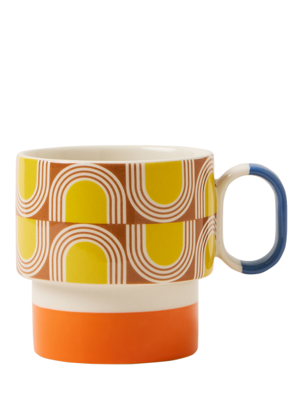 Orla Kiely Aura Stackable Stoneware Mug, 275ml, Orange - view 2, Multi