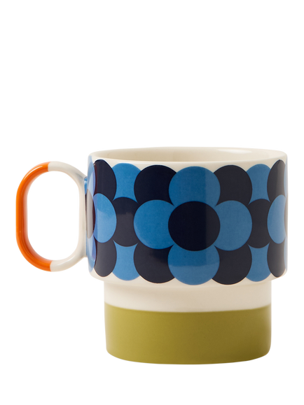 Orla Kiely Retro Stripe Stackable Stoneware Mug, 275ml, Green - view 2, Multi