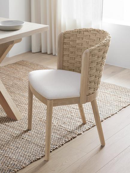 John Lewis Morgan Dining Chair, Linen - view 2, Natural