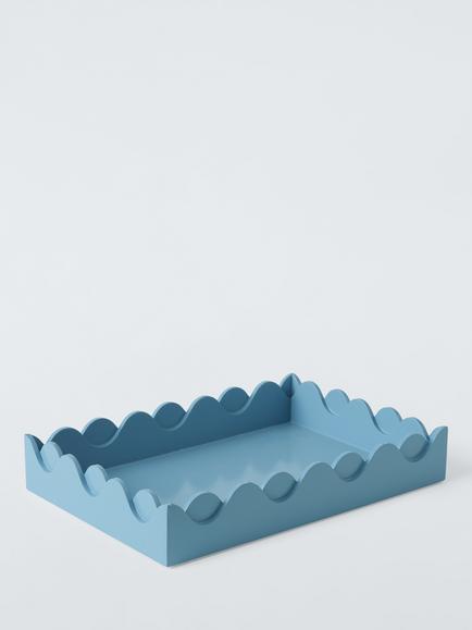 John Lewis Scalloped Bubble Lacquer Tray, Blue, Blue