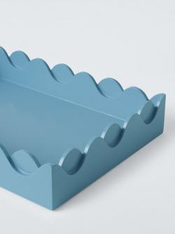 John Lewis Scalloped Bubble Lacquer Tray, Blue - view 2, Blue