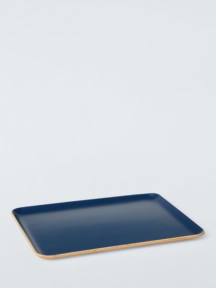 John Lewis The Colour Edit Large Tray, FSC-Certified (Oak/Poplar Wood), Blue