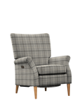 Parker Knoll OUTLET Classic Motion Recliner High Back Armchair, Like New, Berwick Check Grey