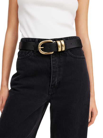 By Malene Birger Leather Zoira Belt, One Size - view 2, Black